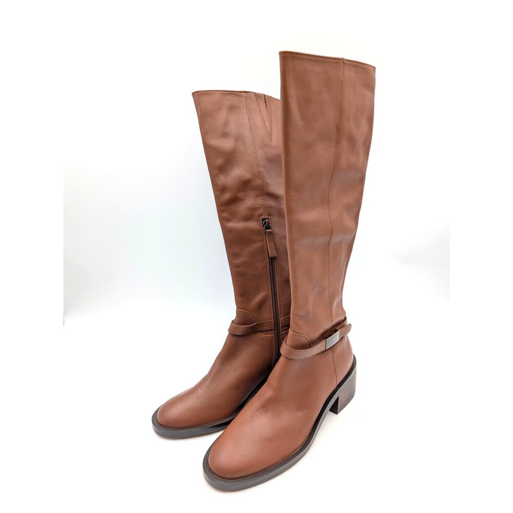 Linea Paolo Kamile Knee High Riding Boots Almond Toe Brown Size US6.5M EU37